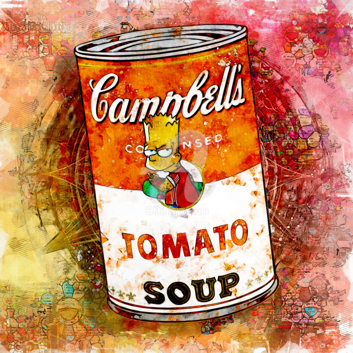 Colagens intitulada "Campbell's : Bart S…" por Benny Arte, Obras de arte originais, Pintura digital Montado em Plexiglass