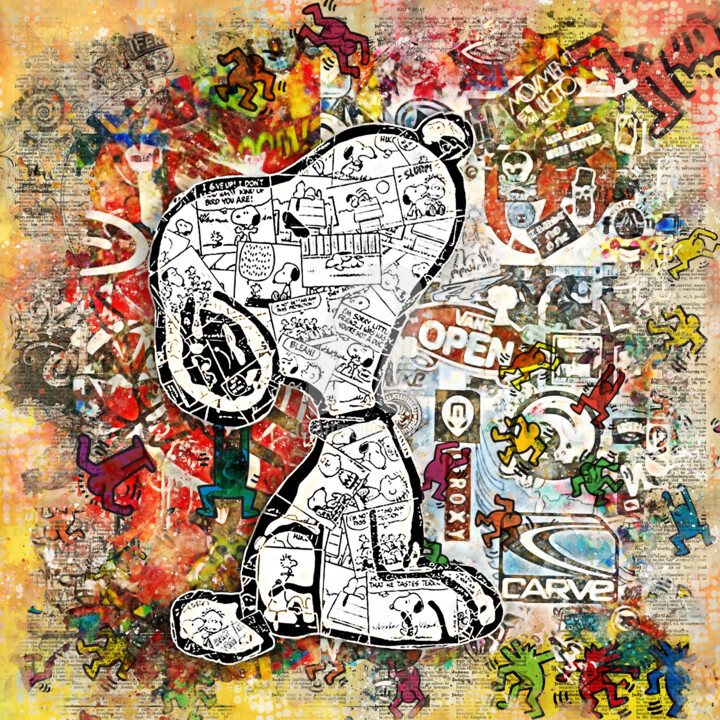 Collages intitulée "Snoopy something" par Benny Arte, Œuvre d'art originale, Peinture numérique