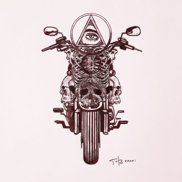 Disegno intitolato ""bike"" da Benny Gutz, Opera d'arte originale, Biro