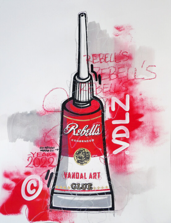 Painting titled "REBELL'S GLUE" by Benny The Kid, Original Artwork, Acrylic