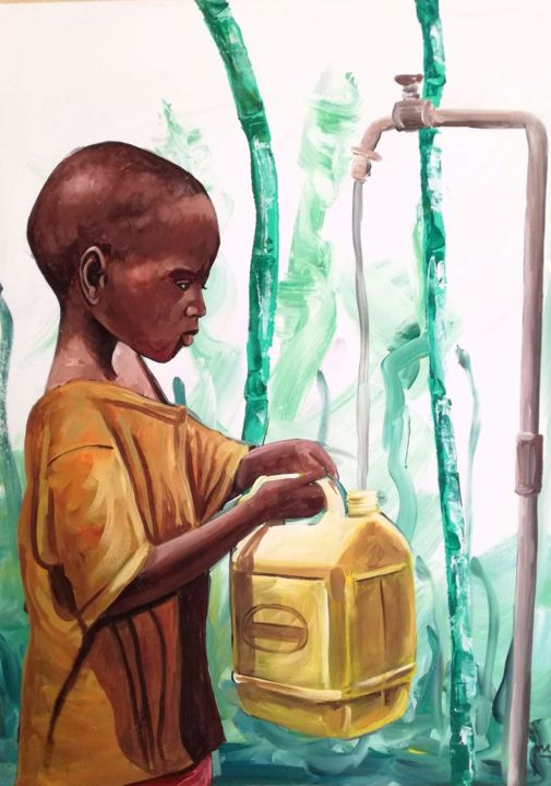 Peinture intitulée "cape green child" par Mora, Œuvre d'art originale, Acrylique Monté sur Châssis