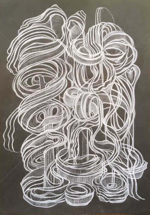 Σχέδιο με τίτλο "fuite" από Benoît Girodon, Αυθεντικά έργα τέχνης