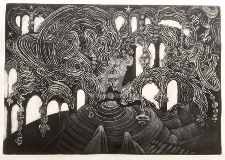 Gravures & estampes intitulée "lys" par Benoît Girodon, Œuvre d'art originale, Gravure