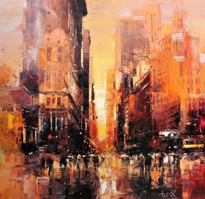 Painting titled "N.Y street" by Benoit Havard, Original Artwork