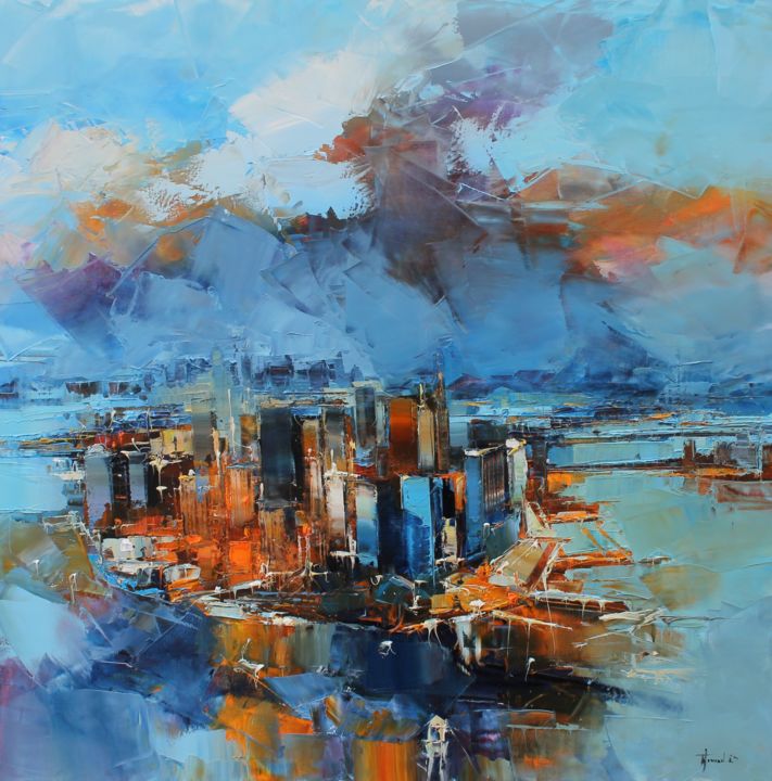 Картина под названием "Manhattan" - Benoit Havard, Подлинное произведение искусства, Масло