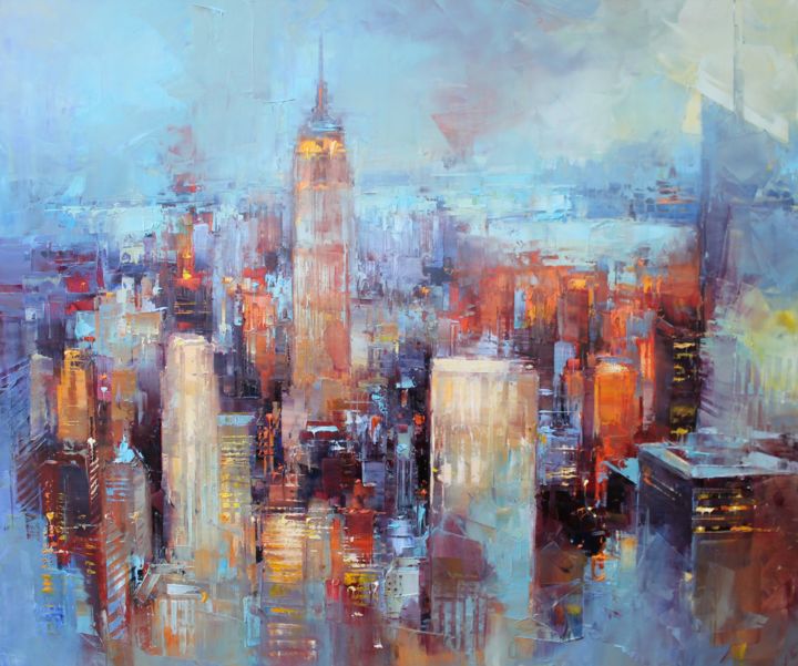 Schilderij getiteld "Manhattan" door Benoit Havard, Origineel Kunstwerk