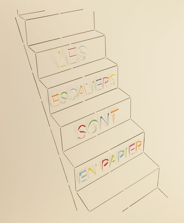 Sculpture intitulée "Les escaliers sont…" par Benoit Ponsolle, Œuvre d'art originale, Papier
