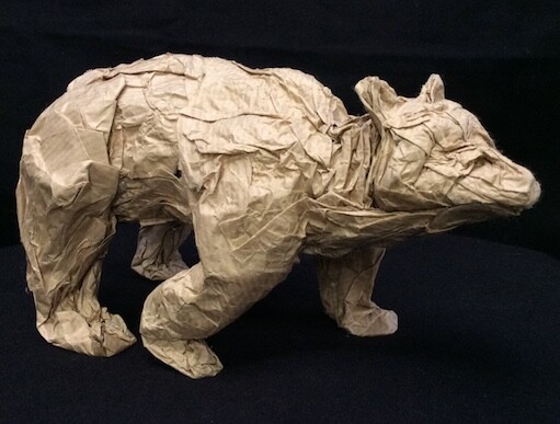 Sculpture titled "L'ours" by Benoît Saison, Original Artwork, Paper