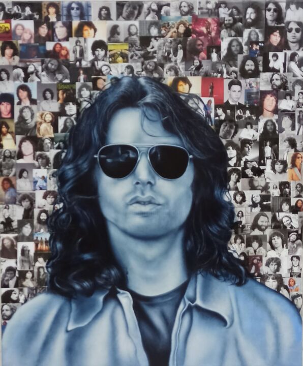Painting titled "Jim Morrison" by Benoît Saule, Original Artwork, Oil