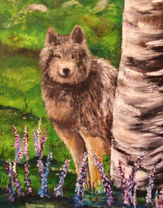 Peinture intitulée "Le loup" par Benoit Vigneau, Œuvre d'art originale