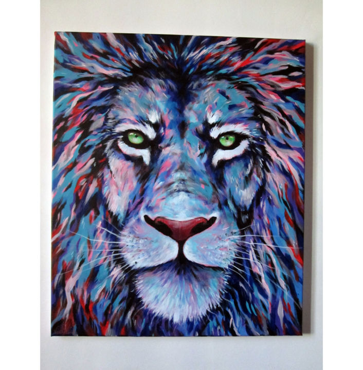 Peinture intitulée "Lion tricolore" par Benoit Vinadelle, Œuvre d'art originale, Acrylique