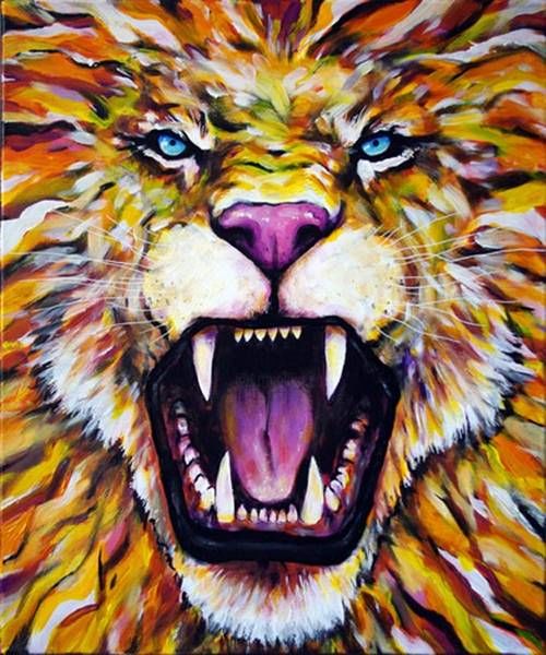Malarstwo zatytułowany „Gueule de lion pein…” autorstwa Benoit Vinadelle, Oryginalna praca, Akryl