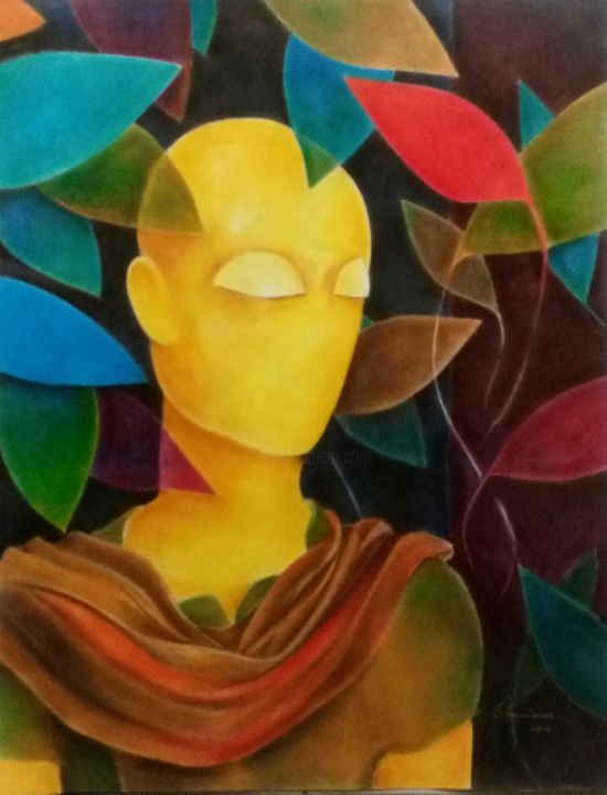Painting titled "Man" by Benedict Olorunnisomo, Original Art, Pastel