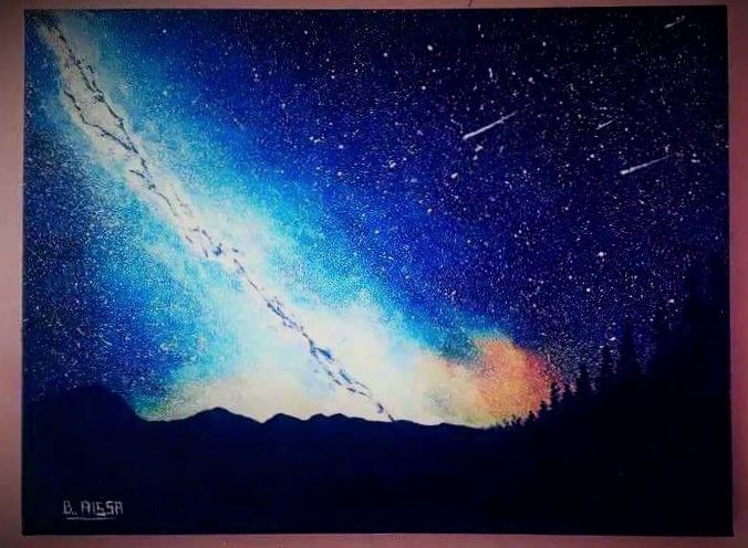 Peinture intitulée "Night sky" par Aissa Art, Œuvre d'art originale