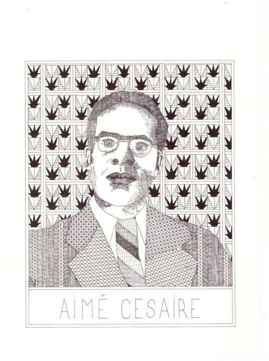 Dessin intitulée "Aime Césaire" par Ben, Œuvre d'art originale, Encre