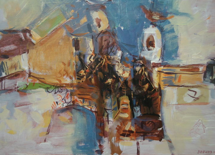 Peinture intitulée "Fantasia" par Hacene Bensaad, Œuvre d'art originale, Huile