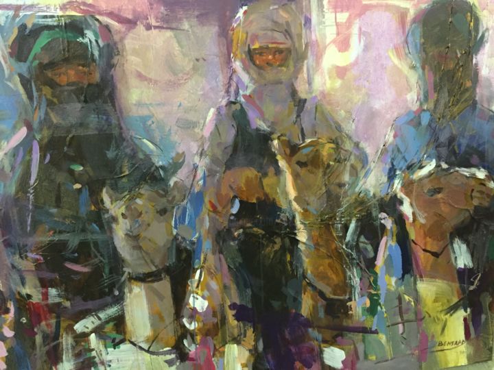 Peinture intitulée "les touaregs" par Hacene Bensaad, Œuvre d'art originale, Acrylique