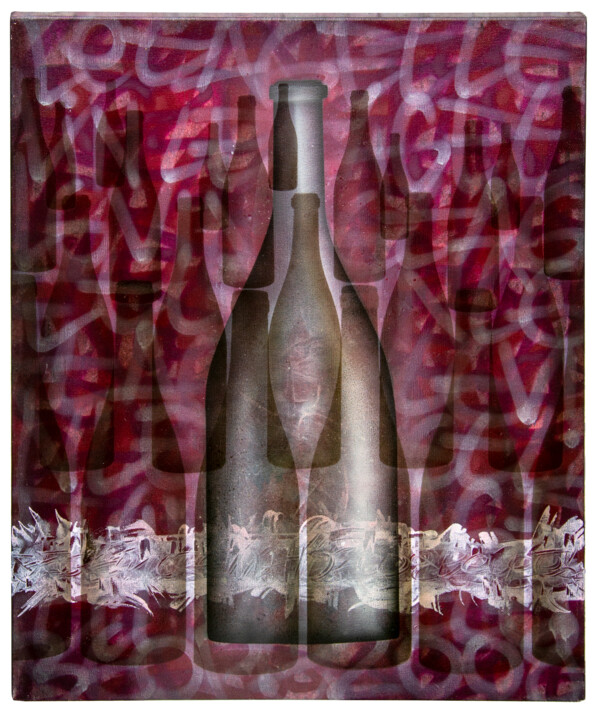 Peinture intitulée "Le tag et le vin 2…" par Béopé, Œuvre d'art originale, Acrylique