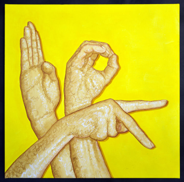 Pintura intitulada "Via Lsf jaune" por Béopé, Obras de arte originais, Acrílico