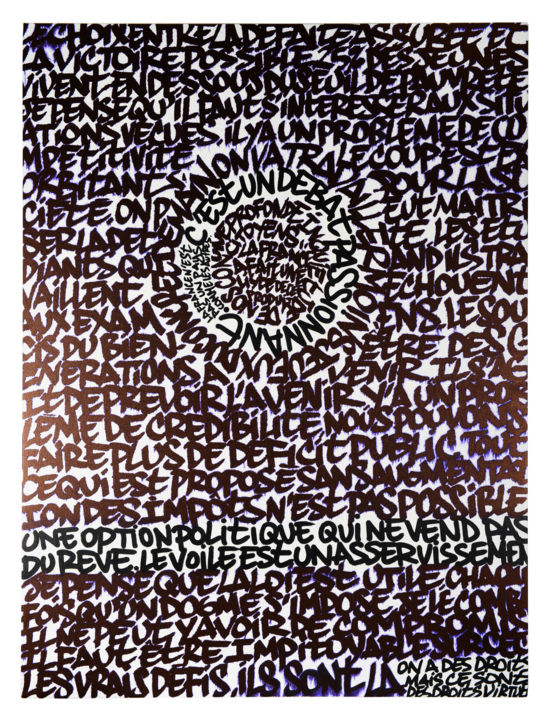 Tekening getiteld "pdc24" door Béopé, Origineel Kunstwerk, Inkt Gemonteerd op Frame voor houten brancard
