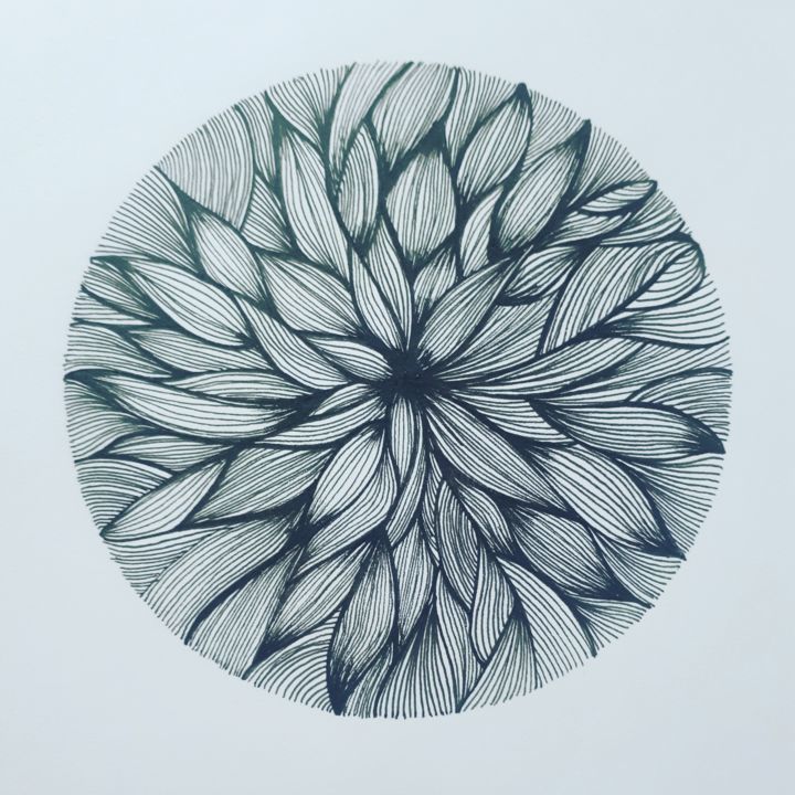 Tekening getiteld "Fusion florale" door Flora Berdot, Origineel Kunstwerk