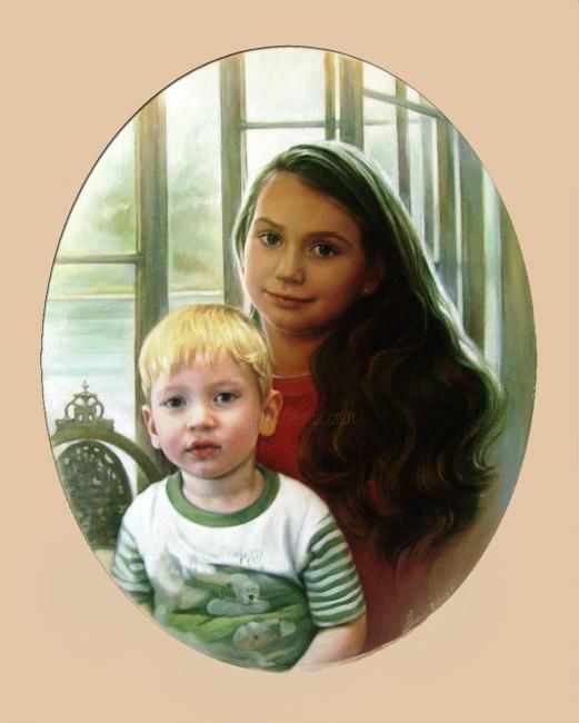 Peinture intitulée "Лиза и Даниил" par Anna Beres, Œuvre d'art originale, Huile
