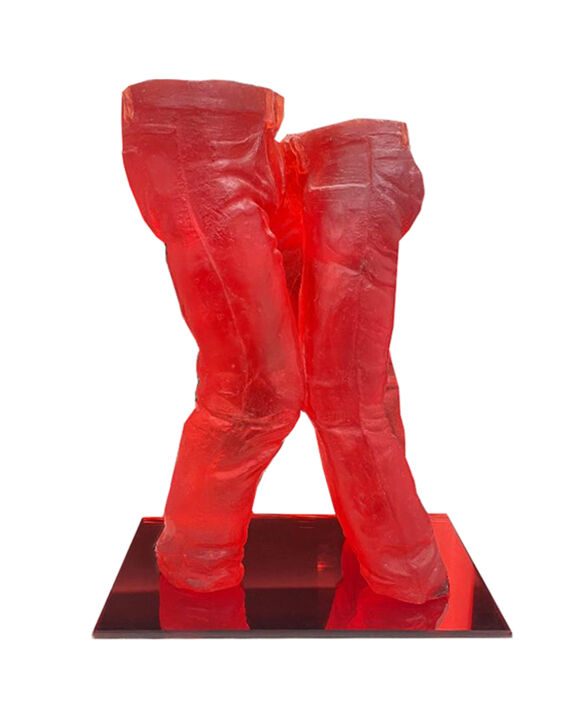 Sculpture titled "Ma vie en jeans  Fu…" by Bérengère Lurand, Original Artwork, Resin