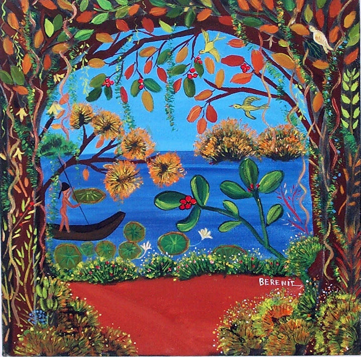 Peinture intitulée "Manhã no igarapé, a…" par Berenic Bere, Œuvre d'art originale, Huile