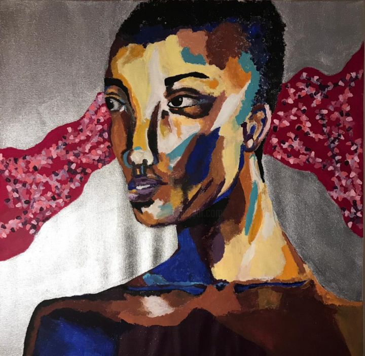 Painting titled "African Woman" by Beren Özyurt, Original Artwork, Acrylic