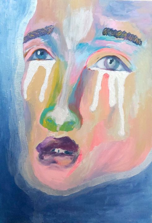 Painting titled "Gleaming Tears" by Beren Özyurt, Original Artwork, Acrylic