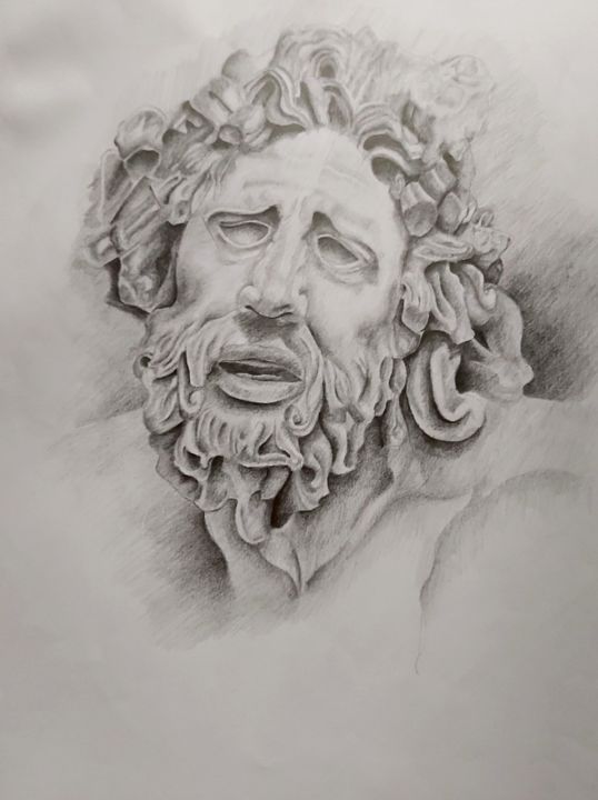 Drawing titled "Ancient Fear" by Beren Özyurt, Original Artwork, Charcoal