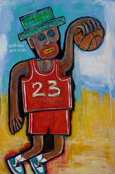 Painting titled "Basketball player" by Berez, Original Artwork, Acrylic