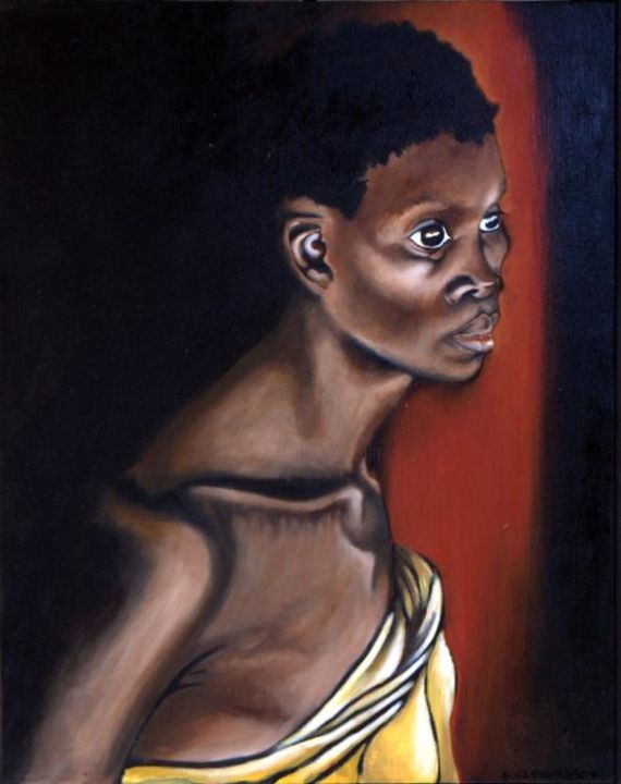 Painting titled "African Woman" by Berlin Cassamajor, Original Artwork