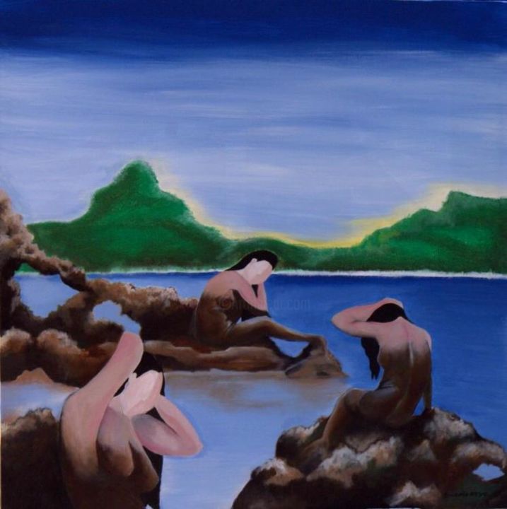 Bain de Soleil - Painting, 40x40 in ©2005 by Berlin Cassamajor -