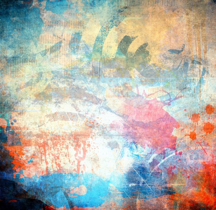 Painting titled "New blue and crimso…" by Larry Harding, Original Art, Other