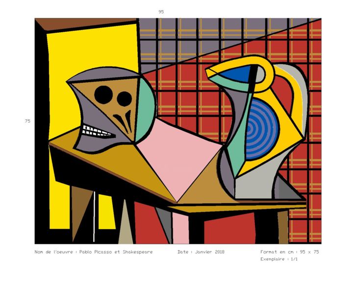 Digital Arts titled "Picasso et Hamlet" by Bern Roxe, Original Artwork