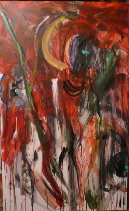Pintura titulada "La fleur tristejpg" por Bernadette Cazal, Obra de arte original, Acrílico