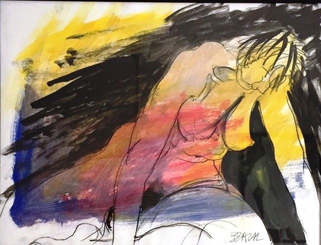 Drawing titled "réveil difficile" by Bernadette Cazal, Original Artwork