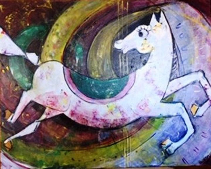 Peinture intitulée "Le carrousel" par Bernadette Cazal, Œuvre d'art originale