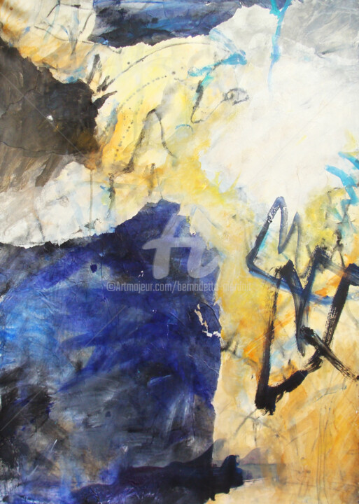 Peinture intitulée "Composition Bleue" par Pierdait, Œuvre d'art originale, Acrylique Monté sur Châssis en bois