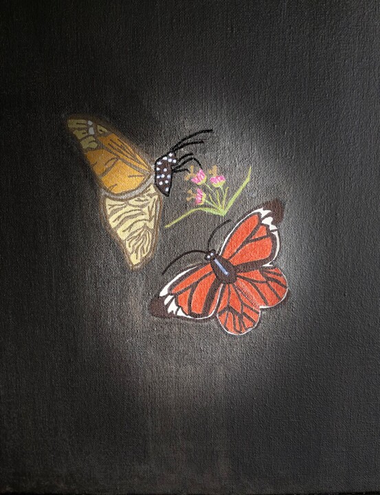 Painting titled "Butterflies in the…" by Bernadette Stewart, Original Artwork, Acrylic