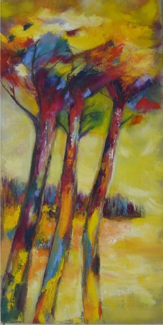 Painting titled "Arbres.jpg" by Bernadette Wijas, Original Artwork, Oil