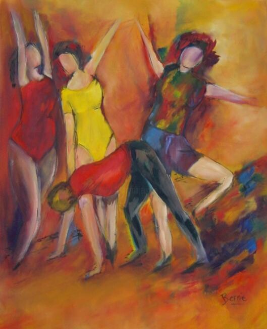 Peinture intitulée "Danseurs" par Bernadette Wijas, Œuvre d'art originale, Huile