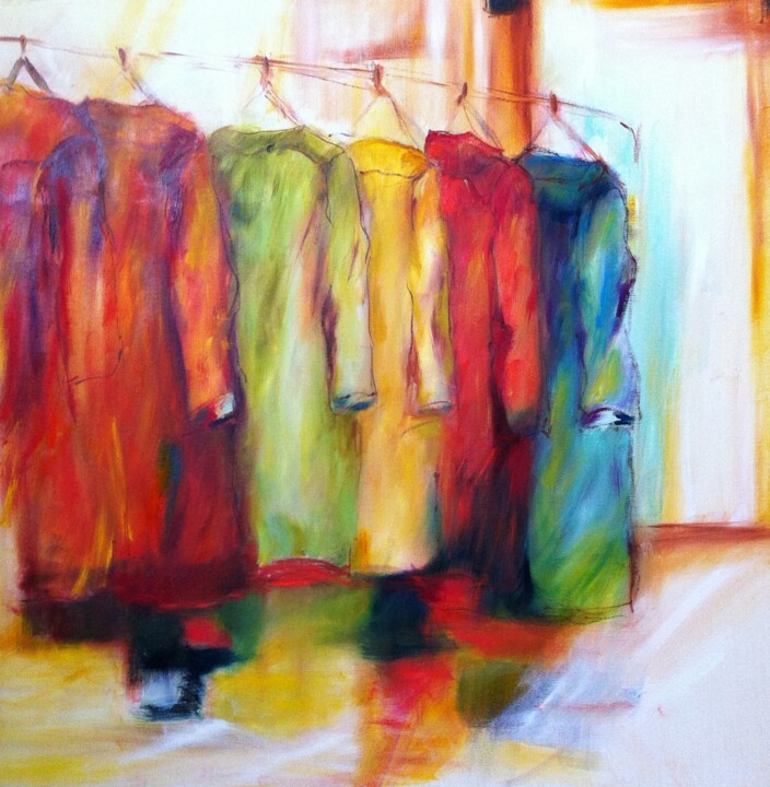 Pittura intitolato "Vestiaire" da Bernadette Wijas, Opera d'arte originale, Olio