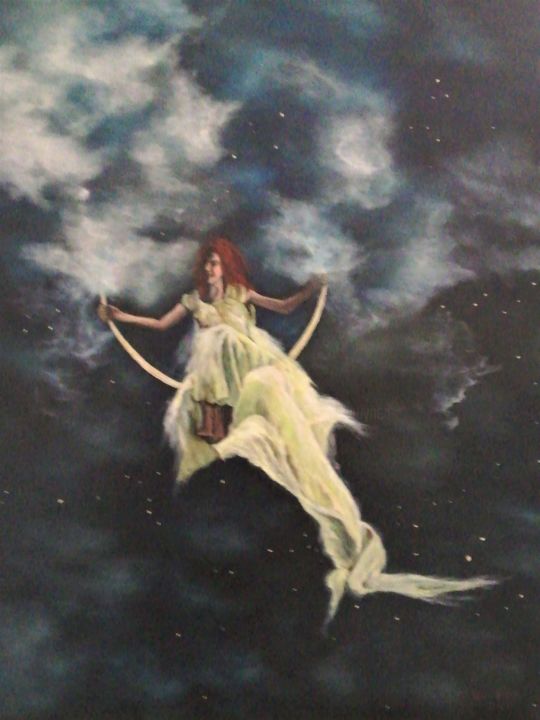 Peinture intitulée ""Le rêve d'Elise"" par Bernadette Huynen, Œuvre d'art originale, Huile
