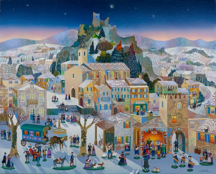 Peinture intitulée "Noël provençal" par Bernard Ambielle, Œuvre d'art originale, Huile