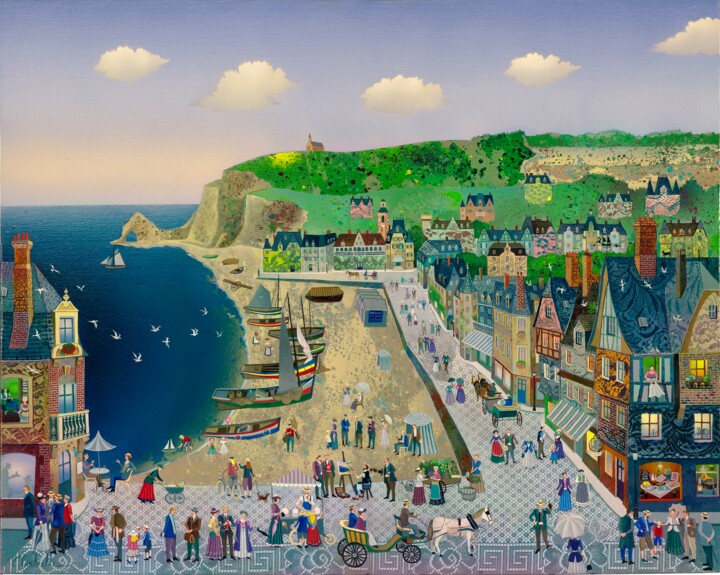 Peinture intitulée "ETRETAT" par Bernard Ambielle, Œuvre d'art originale, Huile