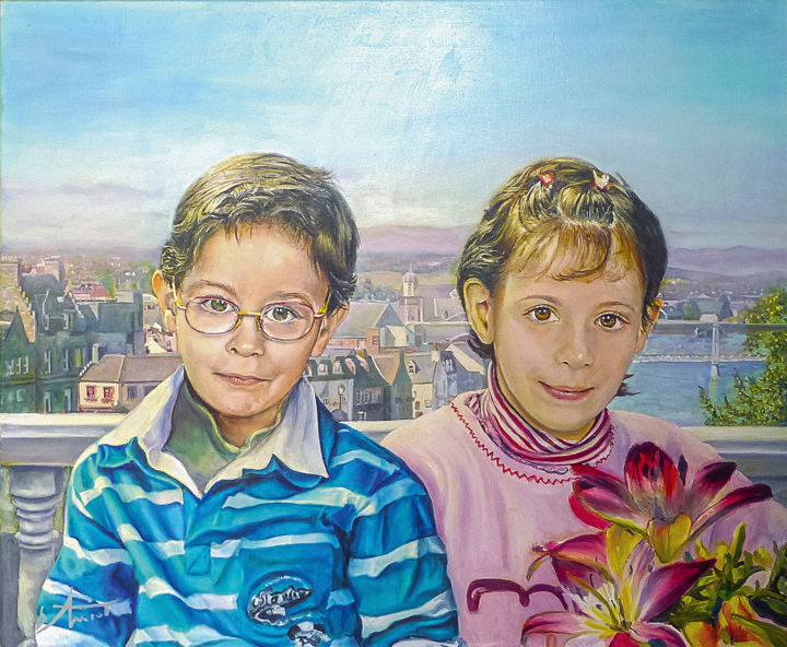Painting titled "enfants.jpg" by Bernard Amiot, Original Artwork, Oil