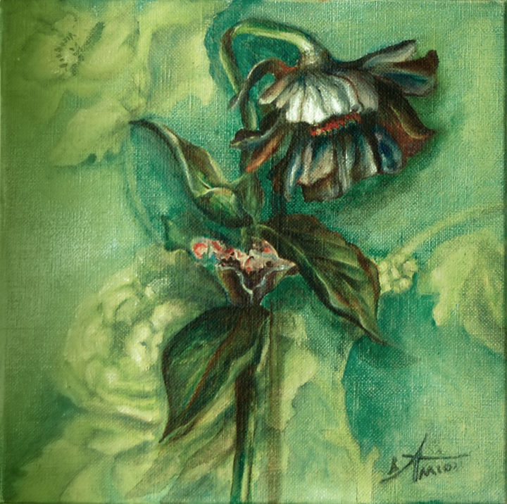 Peinture intitulée "motif floral" par Bernard Amiot, Œuvre d'art originale, Huile