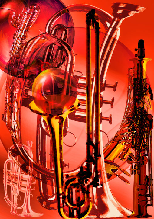 Digital Arts titled "Free jazz" by Bernard Amiot, Original Artwork, Photo Montage